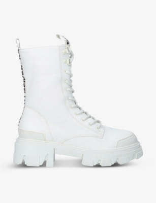 KG KURT GEIGER: Trekker brand-tape lace-up vegan boots