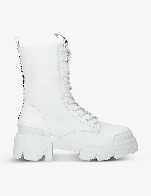 KG KURT GEIGER: Trekker brand-tape lace-up vegan boots