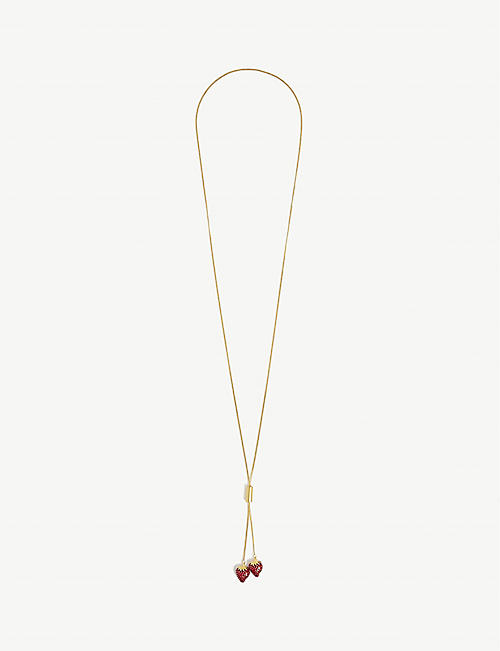 SAINT LAURENT: Strawberry brass and enamel necklace