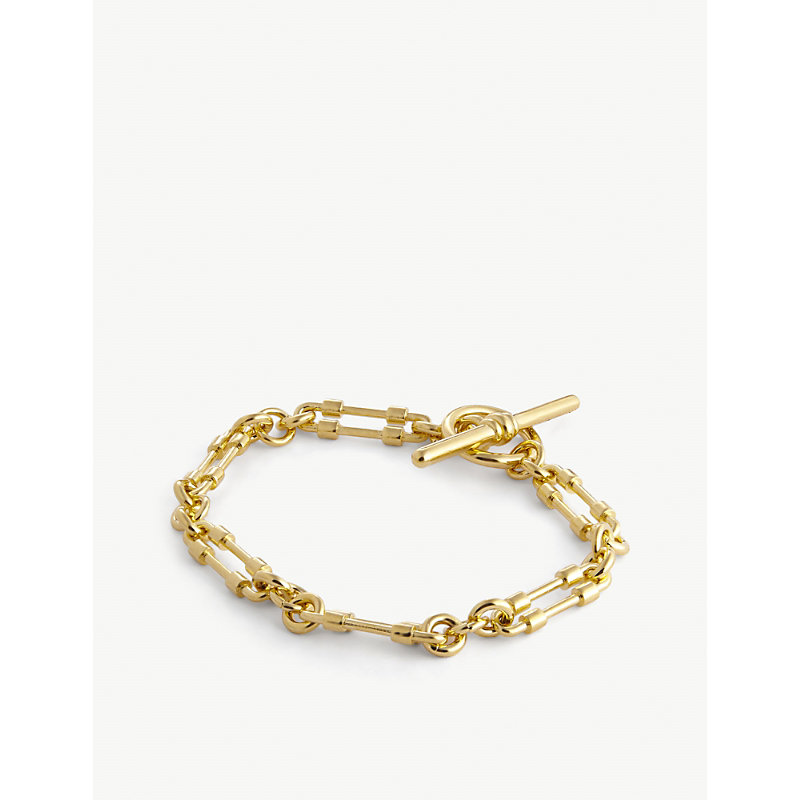 Saint Laurent T-bar Gold-tone Brass Chain Bracelet