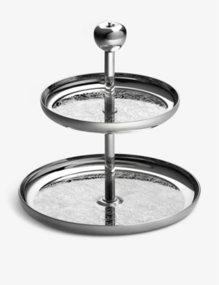 CHRISTOFLE: Two-tier silver-plated pastry stand 14.5cm