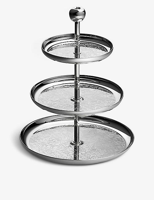 CHRISTOFLE: Jardin d‘Eden three-tiered silver-plated dessert stand 23.2cm