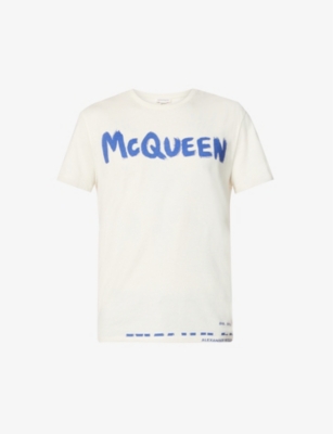 Alexander Mcqueen Graffiti Short Sleeve T-shirt In Cream Mix