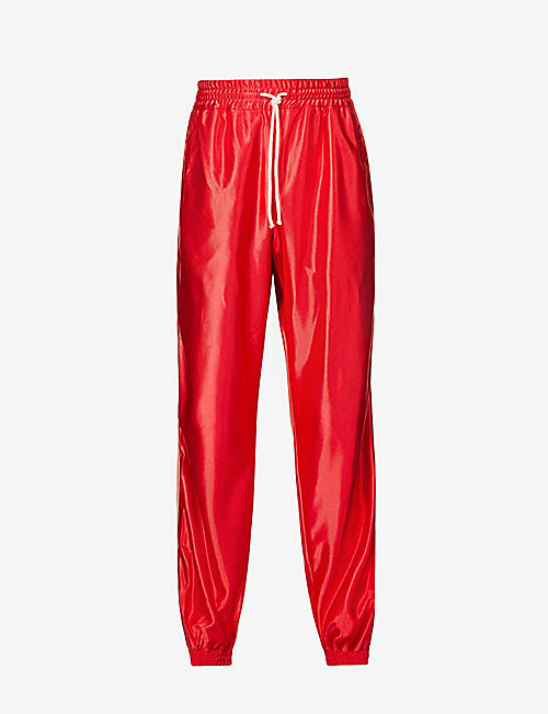 GUCCI: Branded metallic relaxed-fit shell jogging bottoms