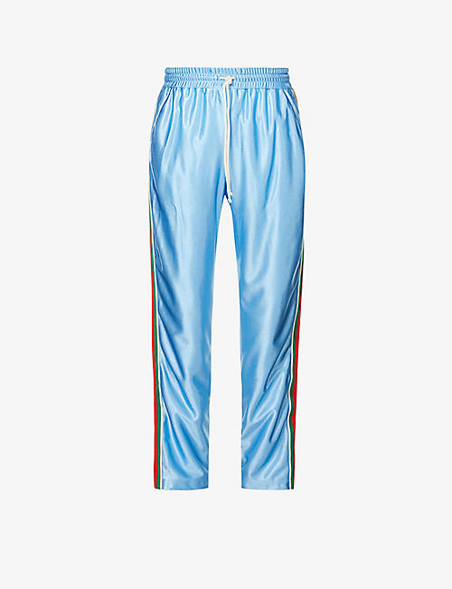 GUCCI: Striped-panel tapered jersey tracksuit trousers