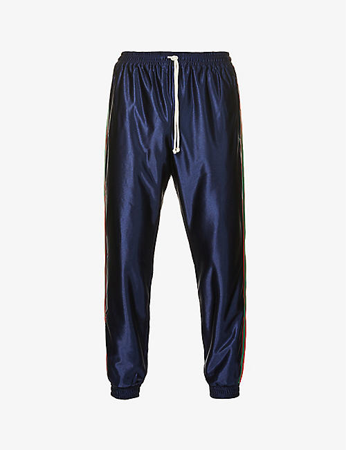 GUCCI: Striped-panel tapered woven tracksuit jogging bottoms