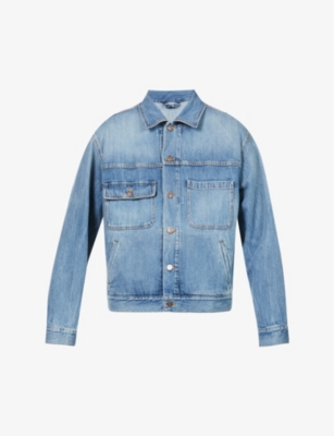 GUCCI - Graphic-embroidered faded-wash denim jacket | Selfridges.com