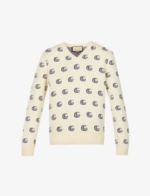 Logo-intarsia wool j...