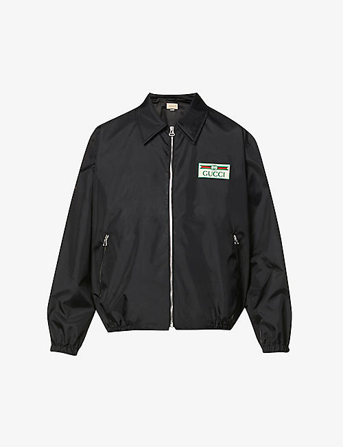 GUCCI: Logo-patch collared shell jacket