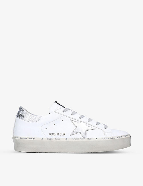 GOLDEN GOOSE: Hi Star logo-embroidered leather low-top trainers