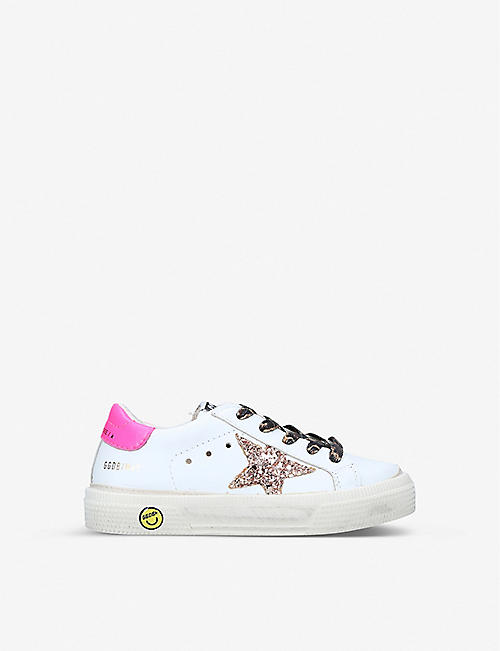 GOLDEN GOOSE: May School logo-print leather trainers 3-5 years