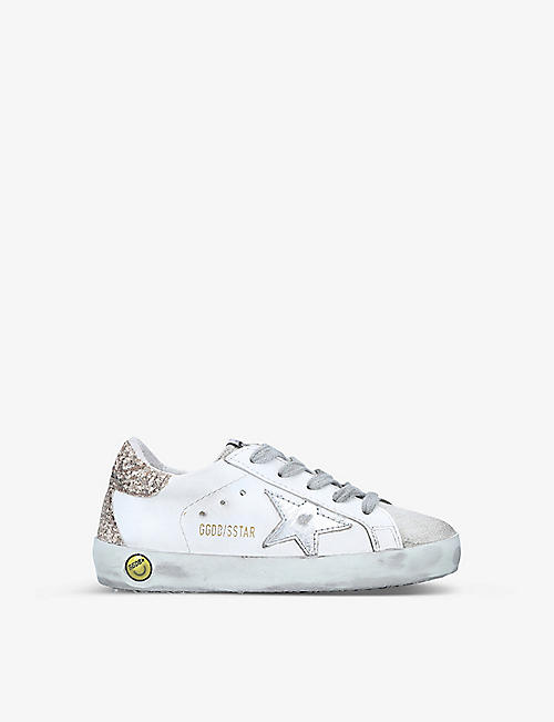 GOLDEN GOOSE: Superstar glitter-embellished leather trainers 6 months – 4 years