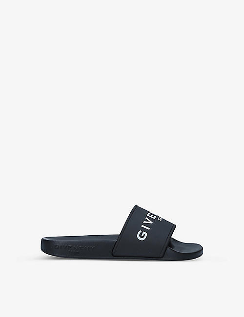 GIVENCHY: Logo-print rubber sliders 6-8 years