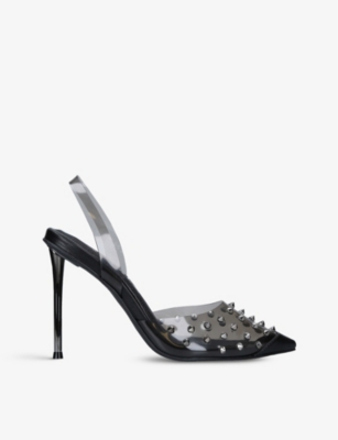 black sling back court shoes