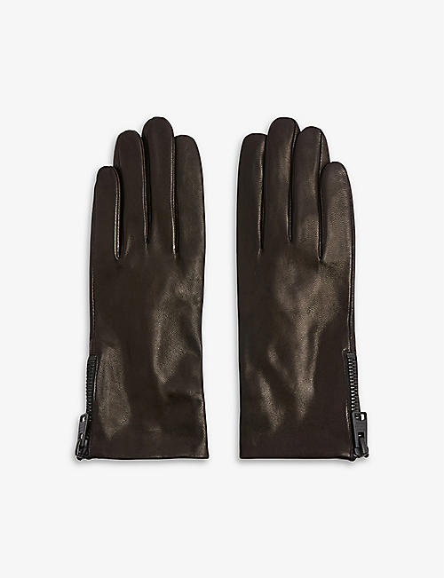 ALLSAINTS: Cleo zip-detail leather gloves