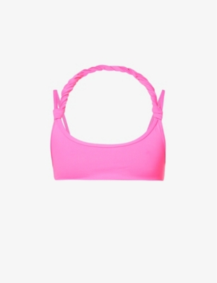 Attico Matte Twisted Halter Neck Bikini Top