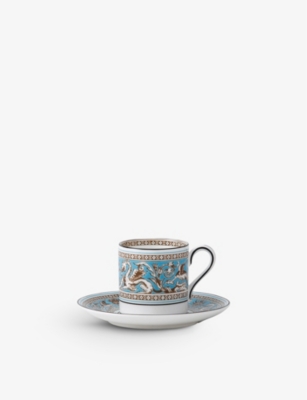 WEDGWOOD: Florentine Turquoise china coffee cup and saucer