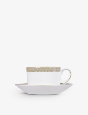 WEDGWOOD: Lace Gold Bone China Teacup and Saucer