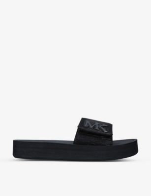Michael Michael Kors Mk Logo-printed Chain-mesh Slides