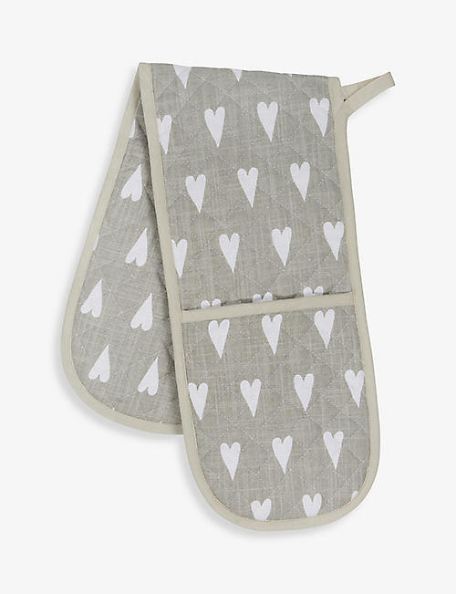 THE WHITE COMPANY: Heart-print quilted cotton double oven glove