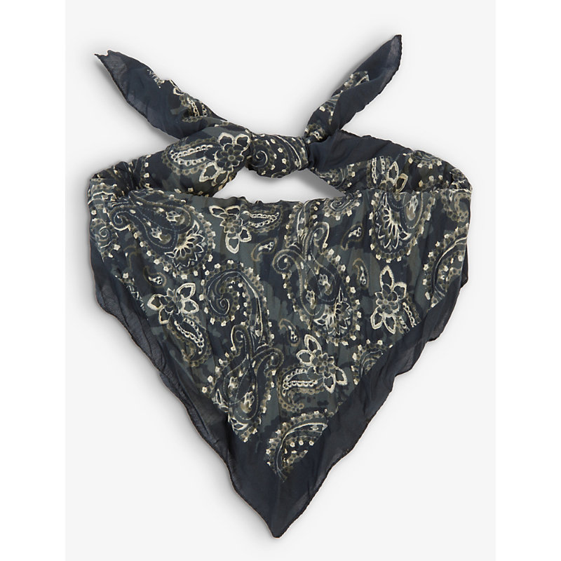 Acne Studios Violett Paisley-print Cotton-silk Blend Scarf In Black