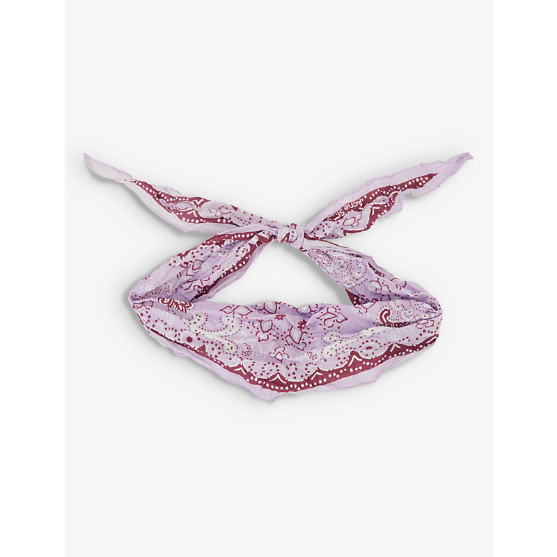 Acne Studios Vettori Paisley-print Cotton-silk Blend Scarf In Lilac Burgundy