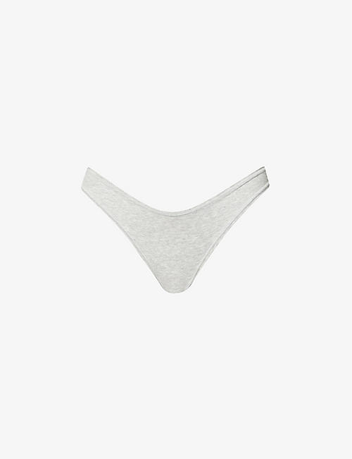 SKIMS: Dipped mid-rise stretch-cotton jersey thong