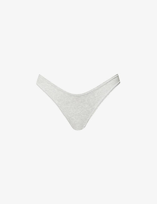 SKIMS: Mid-rise stretch-cotton thong