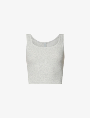 SKIMS: Green Cotton Rib Crop Tank Top