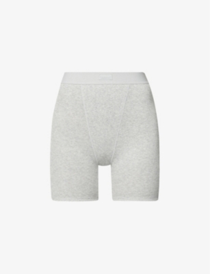 SKIMS Ribbed high-rise stretch-cotton boxer shorts