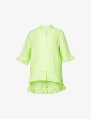 SLEEPER Ruffle trim linen pyjama set Selfridges