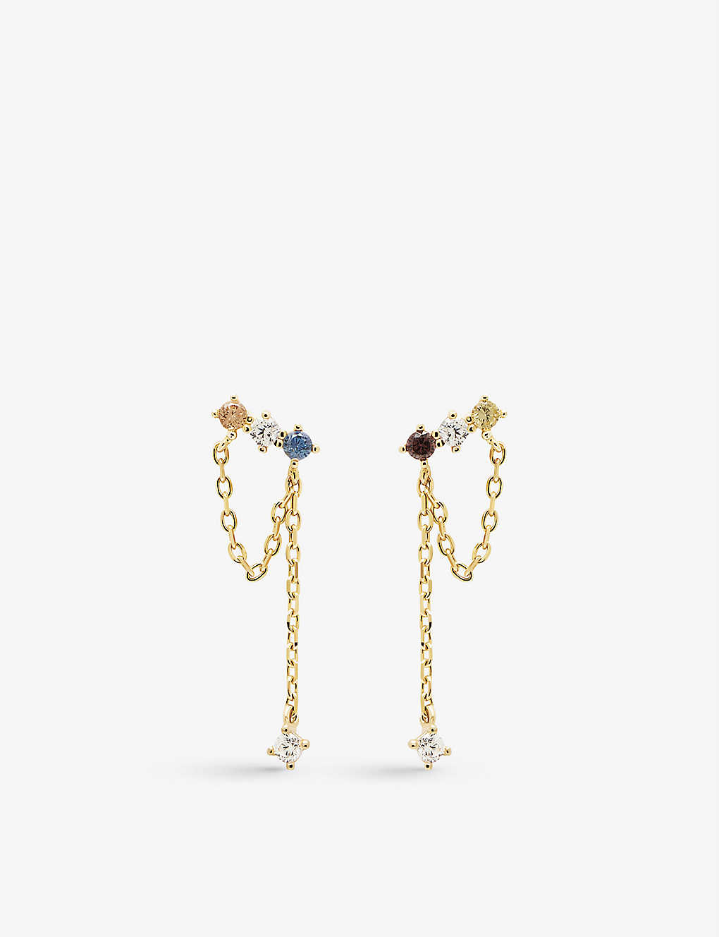 Pd Paola Mana 18ct Yellow Gold-plated Sterling Silver, Sapphire Blue Corundum And Zirconia Earrings