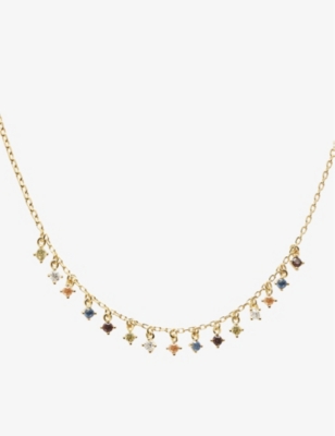 Pd Paola Dpaola Womens Willow 18ct Gold-plated Sterling Silver, Corundum And Zirconia Necklace