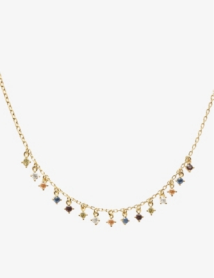 Pd Paola Womens Willow 18ct Gold-plated Sterling Silver, Corundum And Zirconia Necklace