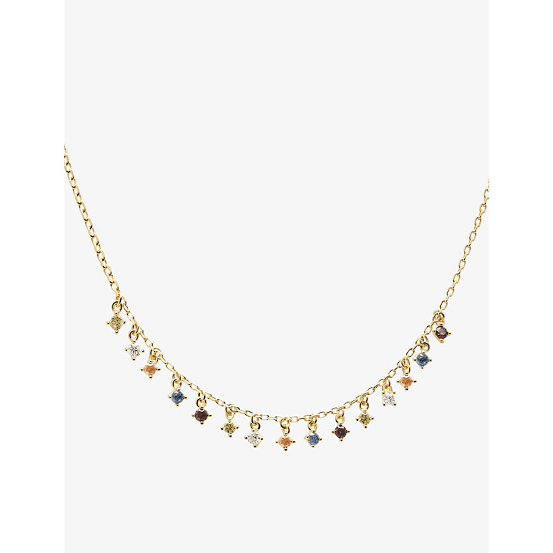 Pd Paola Pdpaola Women's Gold Willow 18ct Gold-plated Sterling Silver, Corundum And Zirconia Necklace