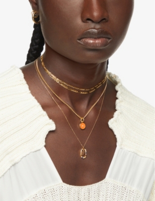 Pd Paola Initial A 18ct Yellow Gold-plated Sterling-silver And Semi-precious Stones Pendant Necklace In Gold