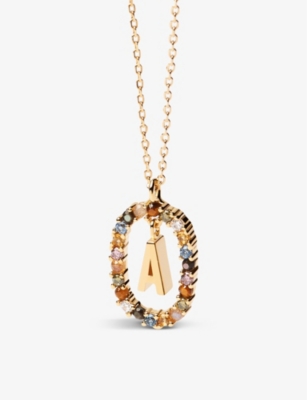 Pd Paola Initial A 18ct Yellow Gold-plated Sterling-silver And Semi-precious Stones Pendant Necklace