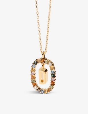 Pd Paola Initial D 18ct Yellow Gold-plated Sterling-silver And Semi-precious Stones Pendant Necklace