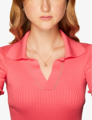PDPAOLA: Initial E 18ct yellow gold-plated sterling-silver and semi-precious stones pendant necklace