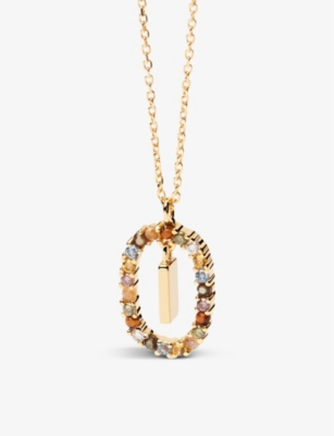 Pd Paola Initial I 18ct Yellow Gold-plated Sterling-silver And Semi-precious Stones Pendant Necklace