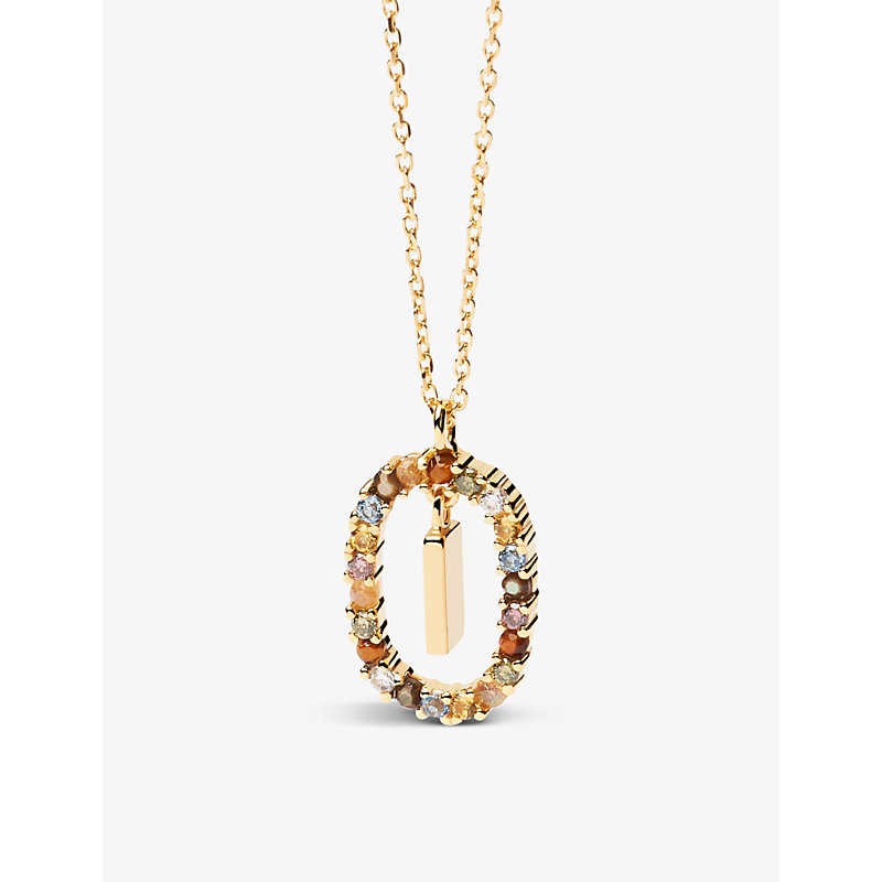 Pd Paola Initial I 18ct Yellow Gold-plated Sterling-silver And Semi-precious Stones Pendant Necklace