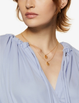 Pd Paola Initial L 18ct Yellow Gold-plated Sterling-silver And Semi-precious Stones Pendant Necklace In Gold
