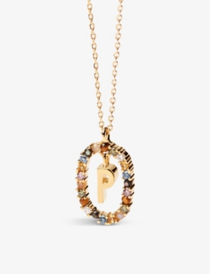 Pd Paola Initial P 18ct Yellow Gold-plated Sterling-silver And Semi-precious Stones Pendant Necklace