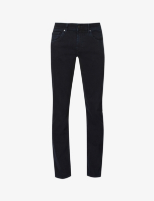 7 For All Mankind Slimmy Taper Luxe Performance Mid-rise Stretch-denim Jeans In Blue Black