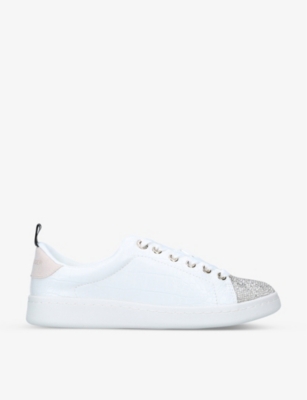 Kg Kurt Geiger Liza Logo-embossed Low-top Faux-leather Trainers In Silver