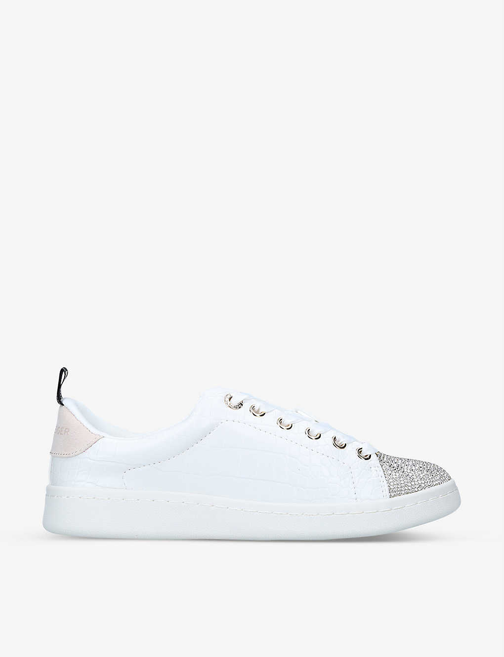 Kg Kurt Geiger Liza Logo-embossed Low-top Faux-leather Trainers In Silver