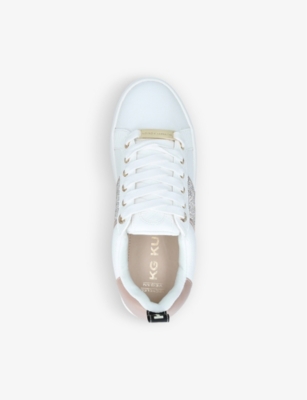 Shop Kg Kurt Geiger Women's White Lighter Embellished Low-top Faux-leather Trainers