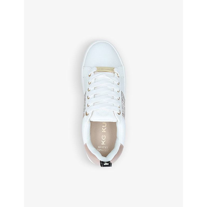 Shop Kg Kurt Geiger Lighter Embellished Low-top Faux-leather Trainers In White