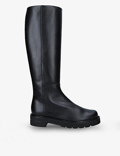 STUART WEITZMAN: Mila high-leg leather flat leather boots