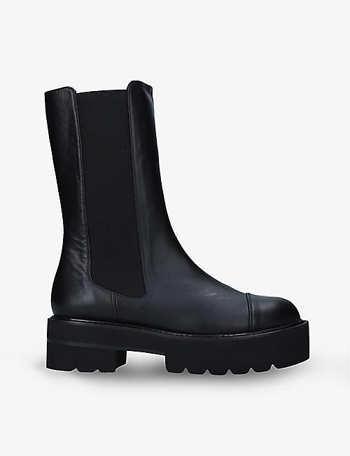 STUART WEITZMAN: Presley platform-sole leather Chelsea boots